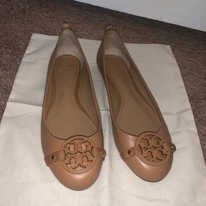 Tory Burch Gabriel Ballet Flat Veg Napa Leather Royal Tan